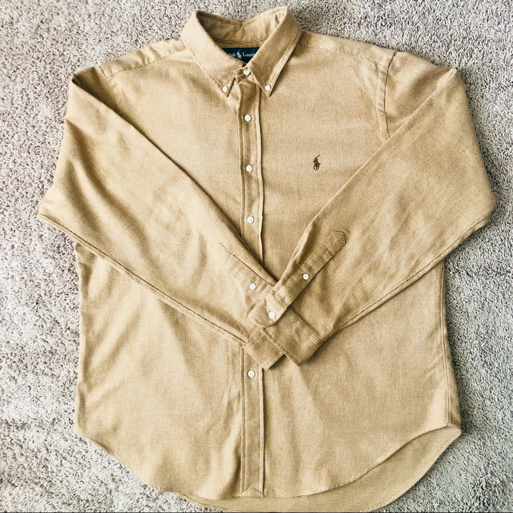 Mens Ralph Lauren Polo Button-Down Brown Checkered Shirt Size XL